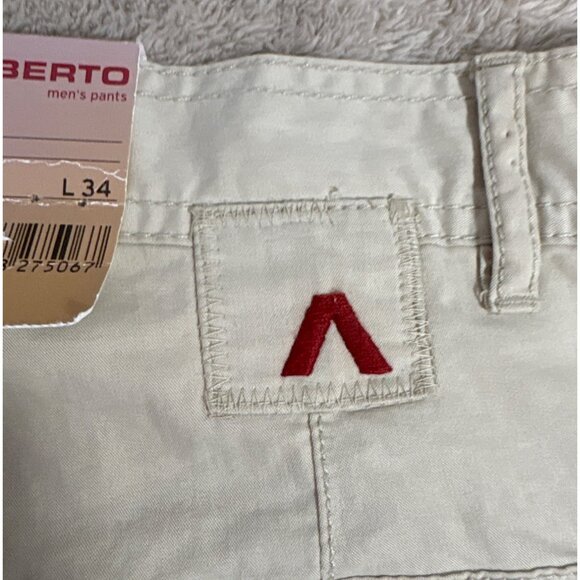 Mens Alberto Popeline Casual Cotton Pants W32 L34 Beige Dust Slim Fit Lightweigh - Picture 6 of 12